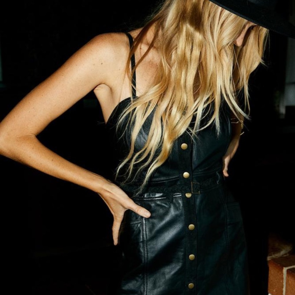 Chasing Unicorns ♠️ Isis Leather and Suede Mini Dress sz M - Picture 6 of 16